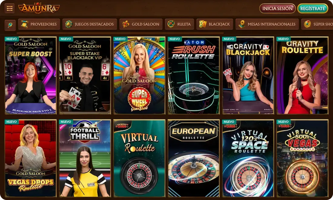 juegos en vivo del casino amunra