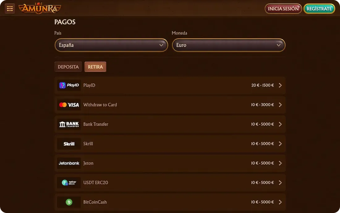 pagos del casino amunra